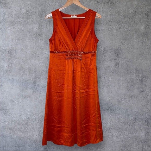 Sundance Silk Velvet Dress‎ Size 8 Orange Indie Boho Romantic Fairy Grunge - Picture 1 of 9